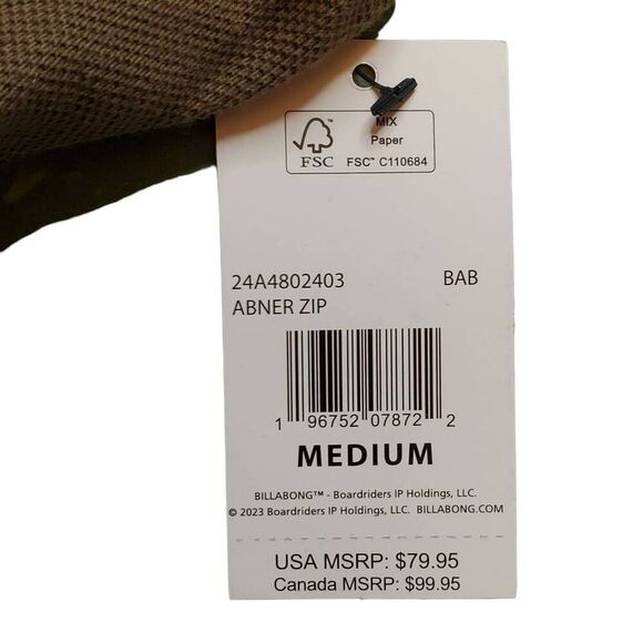 Men's Billabong Abner Full Zip Lightweight Jacket Hoodie Size M - Picture 7 of 9